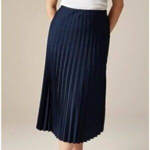 J Crew Navy Pleated Tea Length Skirt Size 4
